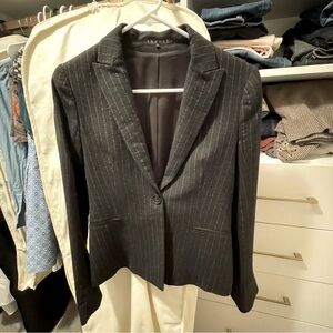 Theory Dark Grey Striped Tweed Blazer - 4